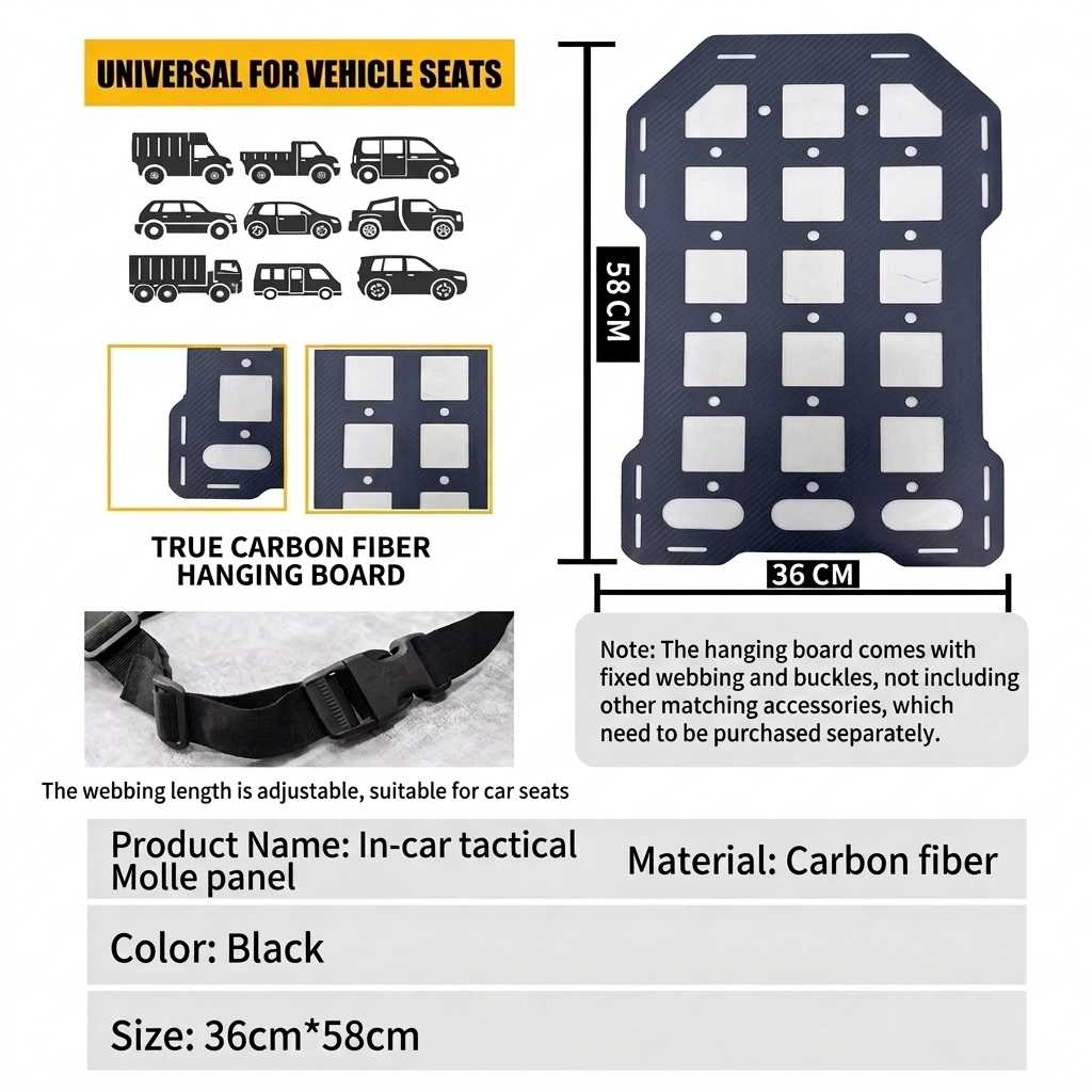 Carbon Fiber storage bag hanging board L22.83"xW14.17"(Big Hole)